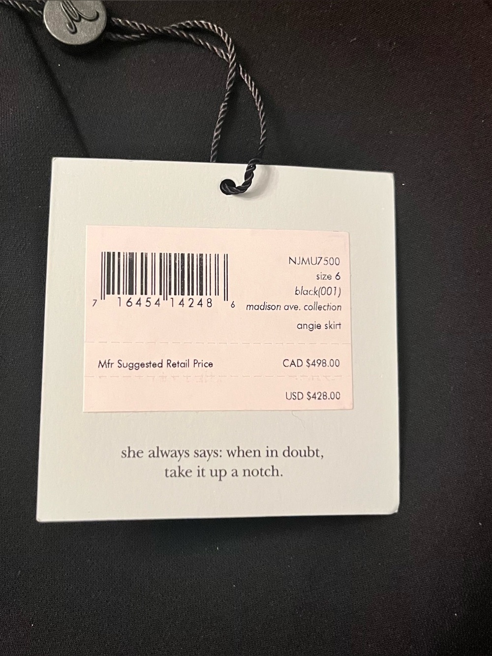 NWT Kate Spade MADISON AVENUE Collection Black Angie Skirt Size 6 LUXE - Picture 3 of 5
